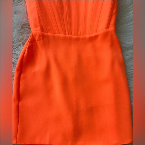 Alex Perry Caine Corset Stretch Crepe Mini Dress Orange - Picture 5 of 9